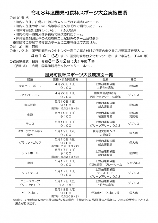 町長杯チラシ（裏）