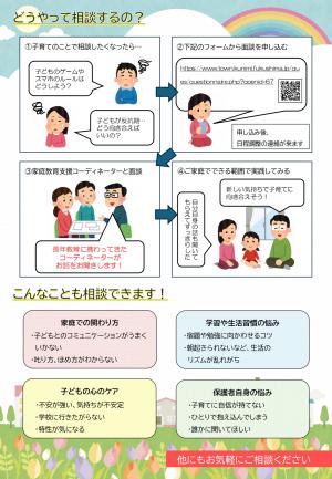 家庭教育相談室「ほっとルーム」チラシ裏